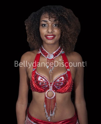 Collier de danse orientale rouge