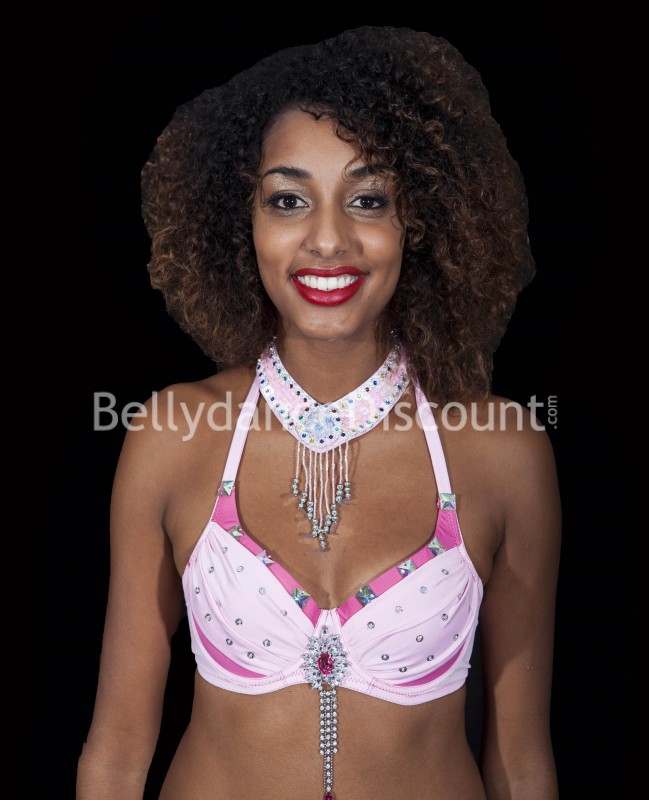 Collier de danse orientale rose pâle