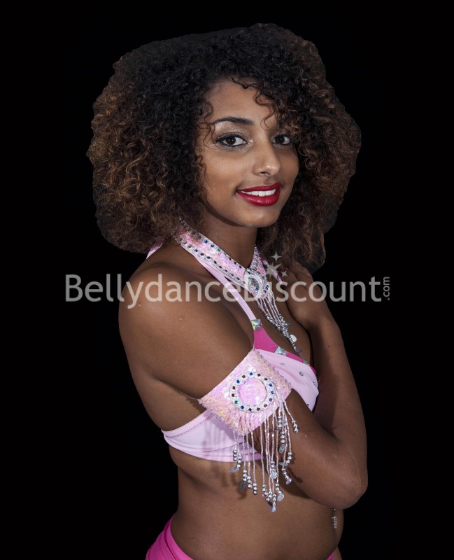 Brazalete de danza del vientre rosa pálido