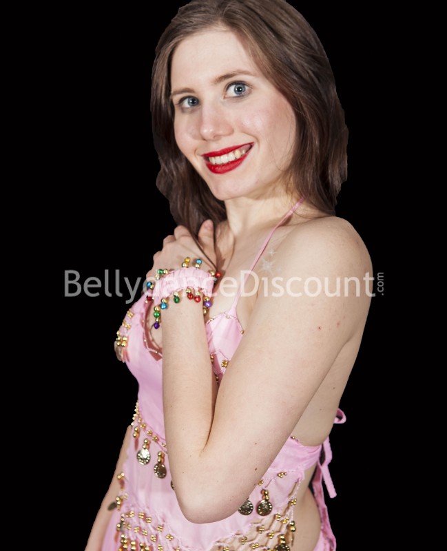 Light pink Bellydance bracelet with bells