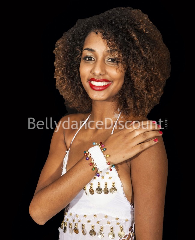 Armband für orientalischen Tanz mit Glöckchen Weiß