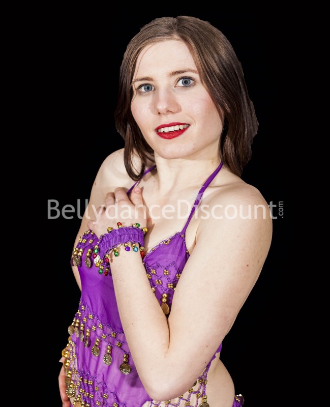 Purple Bellydance bracelet with bells