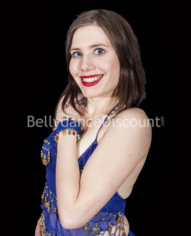 Braccialetto di danza del ventre con campanellini blu notte