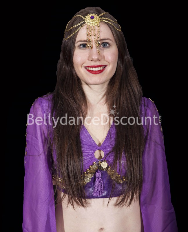 Purple oriental and Indian dance forehead ornament