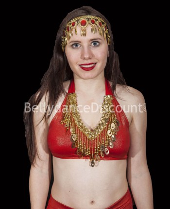 Stirn-Schmuck für orientalischen Tanz und Bollywood-Tanz Rot und Gold