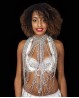 Lunga collana di danza del ventre con perle argentate