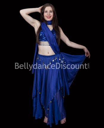 Voile rectangulaire de danse orientale bleu foncé