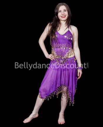Bracelet de danse orientale à grelots violet
