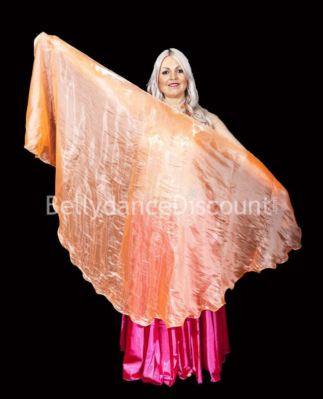 Velo naranja circular en organza para danza del vientre 
