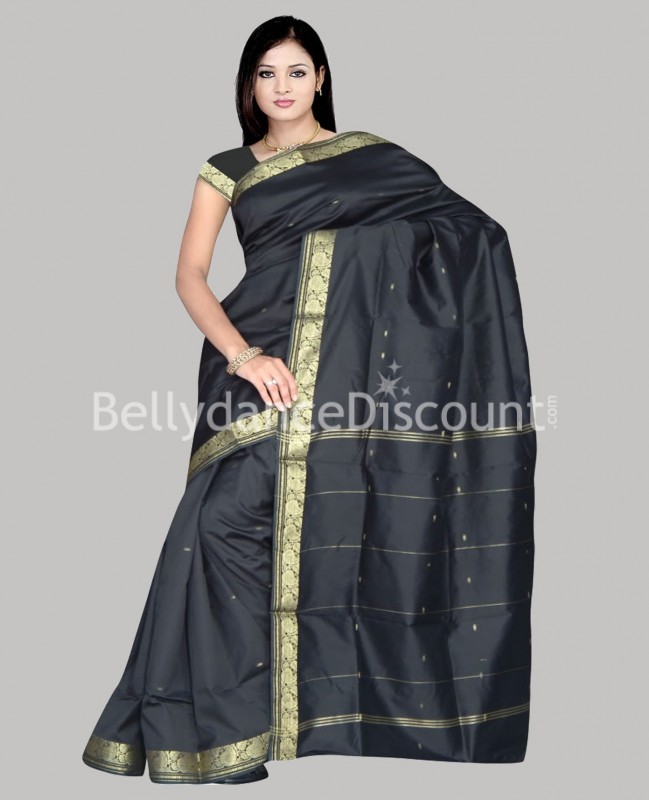 Sari negro para danza Bollywood 