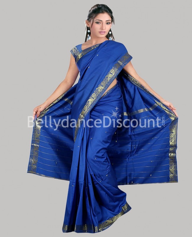 Sari azul oscuro para danza Bollywood 