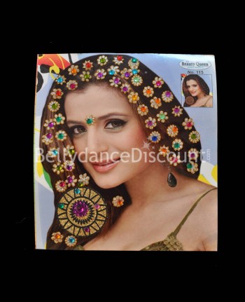 Tatoo "Cheveux" de danse orientale et indienne multicolore