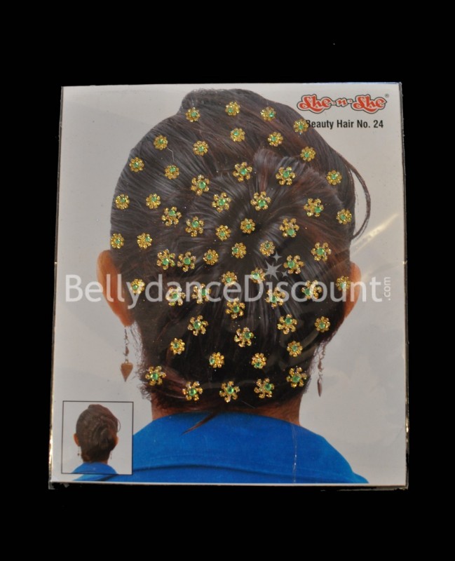 Tatoo "Cheveux" de danse orientale et indienne vert Tatoo "Cheveux" de danse orientale et indienne vert