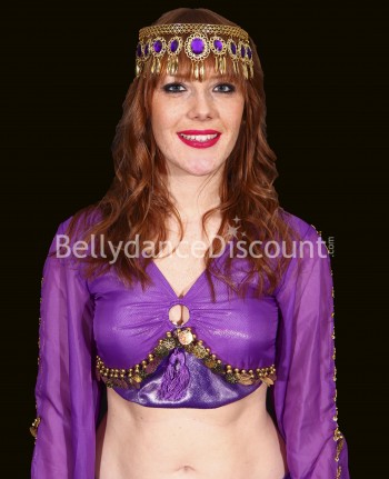 Bijou de front violet et or de danse orientale et Bollywood