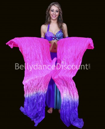 Paire d'éventails de danse orientale rose violet