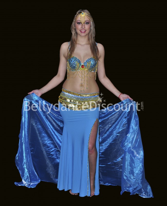 Gonna dritta di danza del ventre azzurra