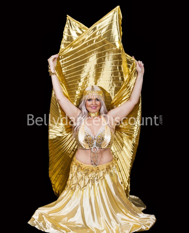 Foulard di danza del ventre brillante giallo e oro