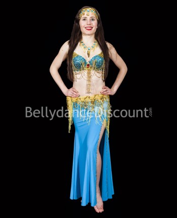 Hüft Tuch für orientalischen Tanz glänzend in Gelb und Gold