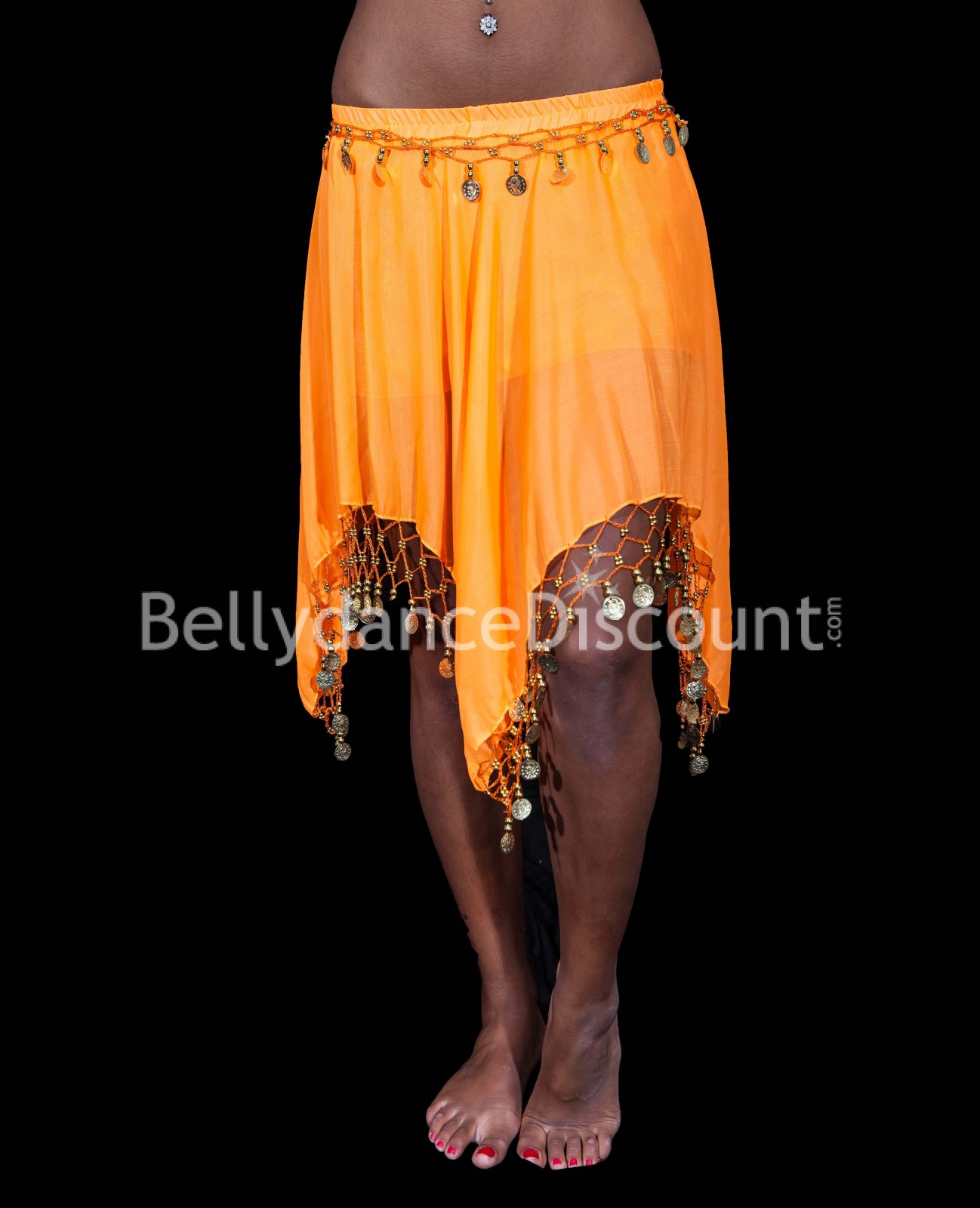 Orange belly dance short skirt - 12,90