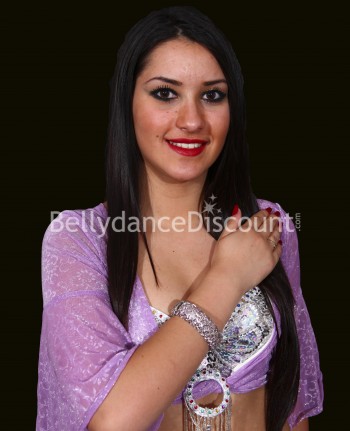 Rigid mauve rhinestone costume bracelet