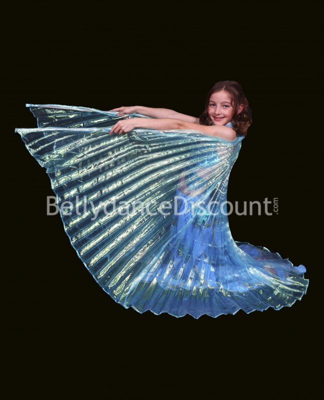 Ailes d’Isis enfant de danse orientale transparentes bleu ciel