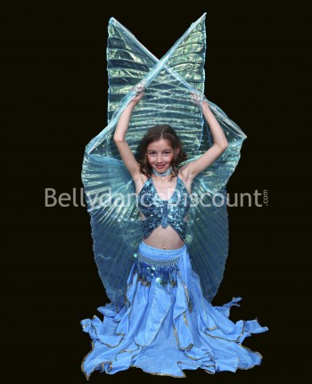 Transparent Bellydance Isis wings for kids light blue