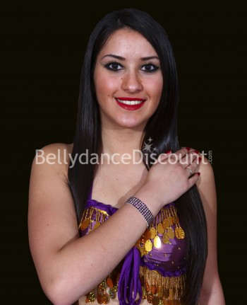 Flexible purple rhinestone costume bracelet
