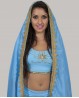Voile de danse indienne bleu ciel et doré