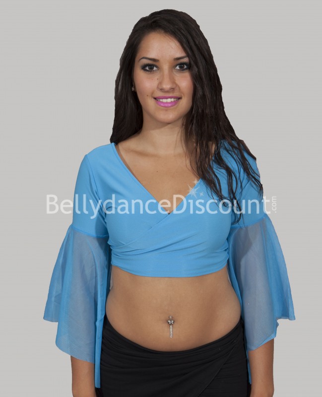 Light blue wrap-over dance top