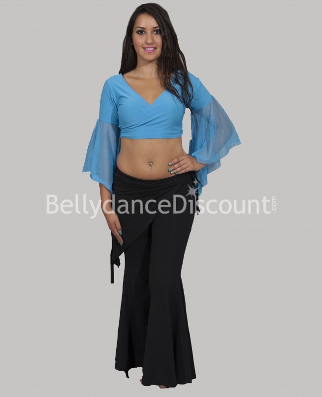 Light blue wrap-over dance top