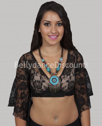 Collar étnico de danza oriental tribal fusión turquesa