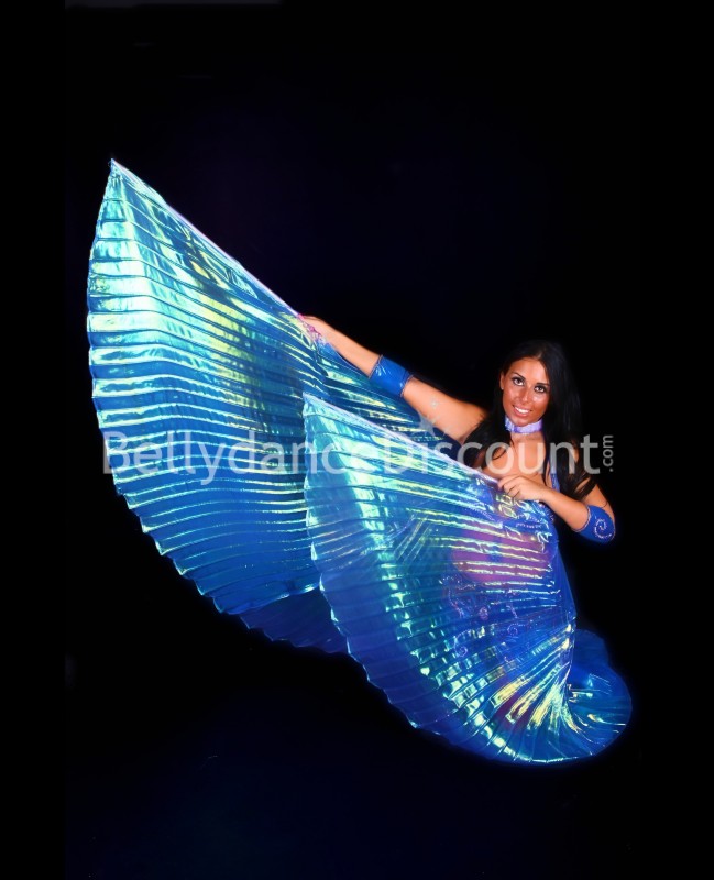 Ailes d'Isis de danse orientale bleues transparentes