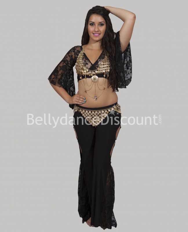 Ceinture métal de danse orientale sequins or