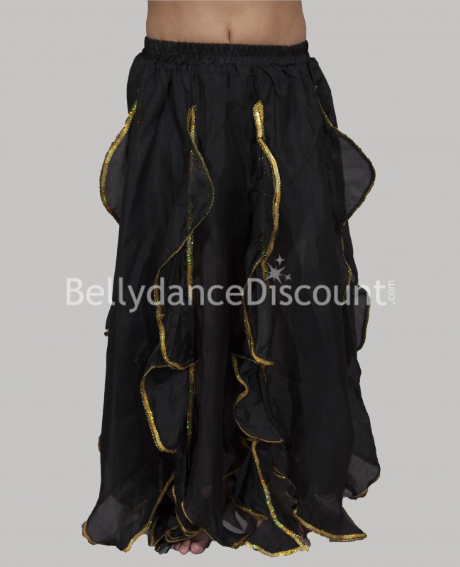 Jupe enfant de danse orientale à volants noire