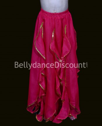 Jupe enfant de danse orientale à volants fuchsia