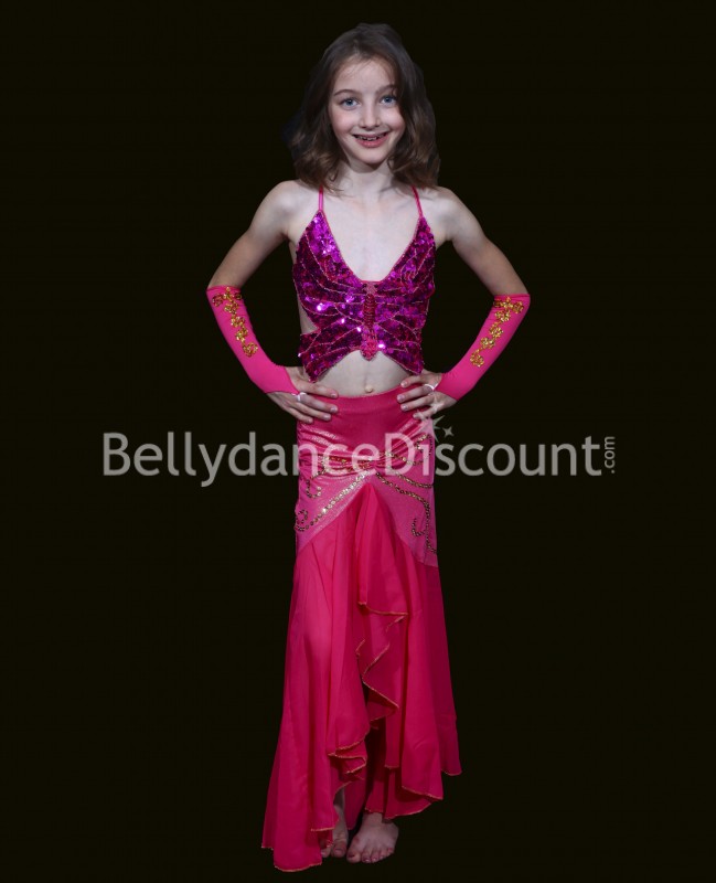 Jupe sirène enfant de danse orientale fuchsia