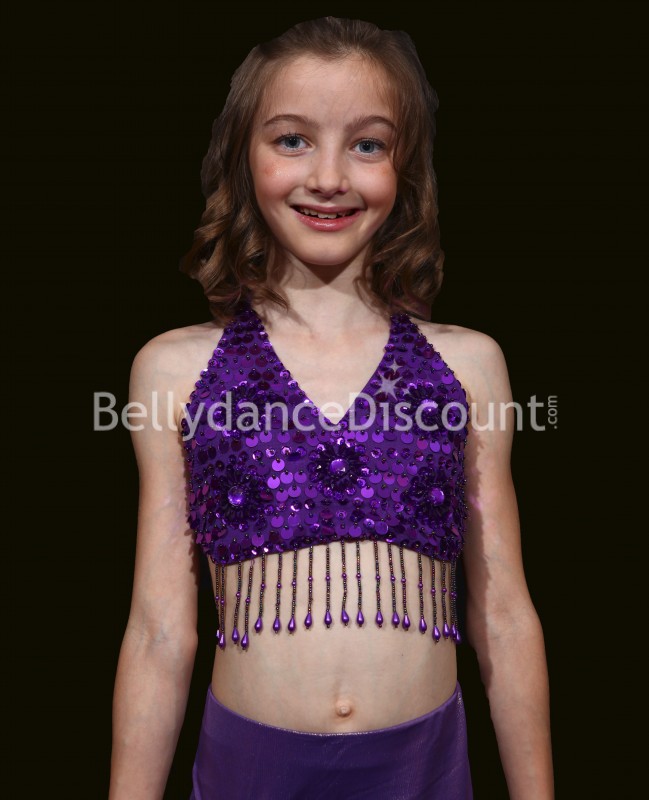 Top bambina di danza del ventre viola