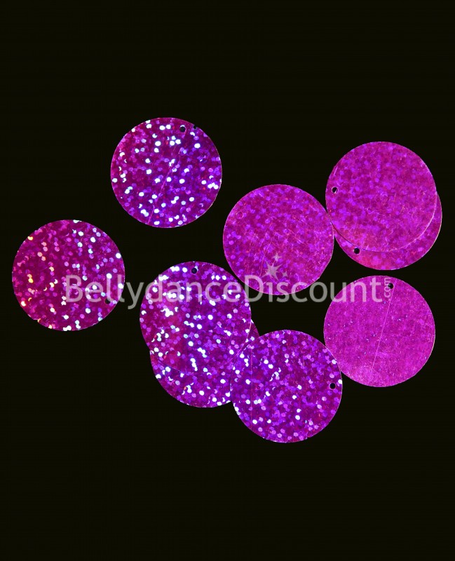 Lotto di 100 pastiglie da cucire paillettate fucsia