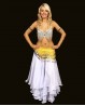 Yellow belly dance belt with silver coins