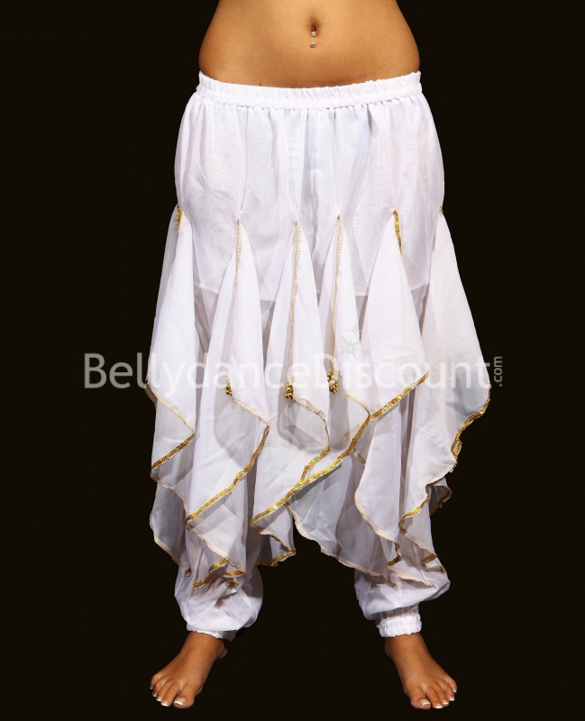 Pantalón Sarouel blanco para danza oriental y Bollywood