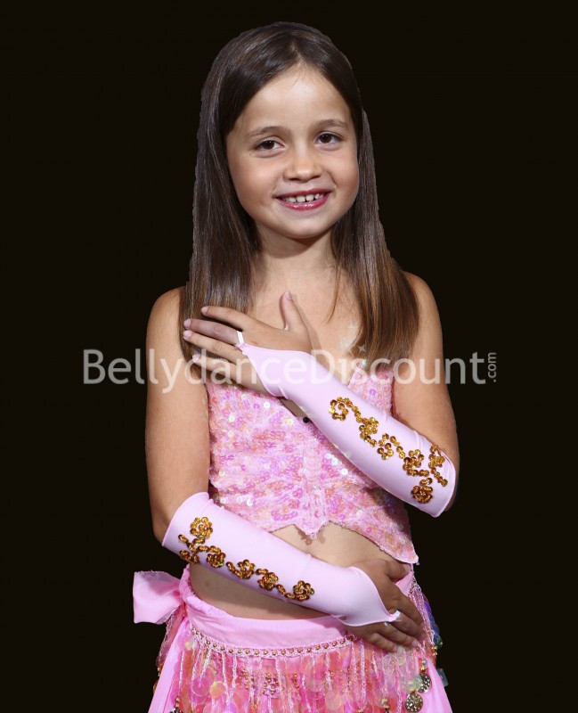 Mangas rosa pálido de niña para danza del vientre