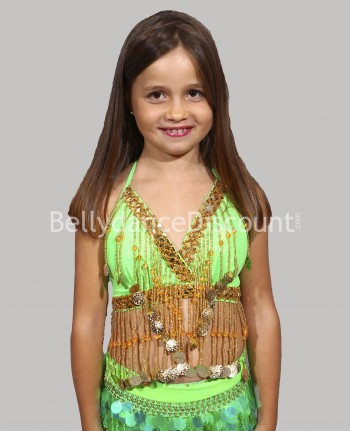 Top verde de danza del vientre para niña 