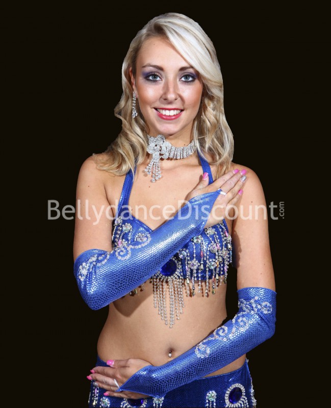 Manicotti lucidi di danza del ventre blu scuro