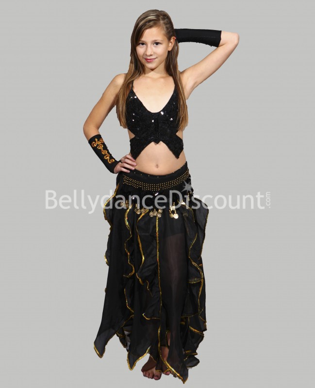 Gonna bambina di danza del ventre nera