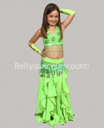  Falda verde para niña, ideal para danza del vientre 
