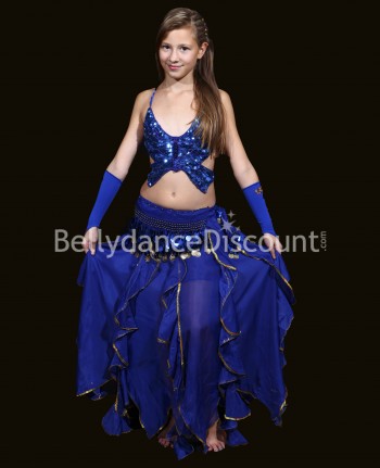 Falda azul oscura para niña, ideal para danza del vientre 