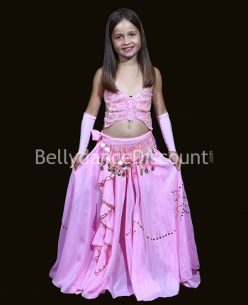 Falda rosa pálido para niña, ideal para danza del vientre 