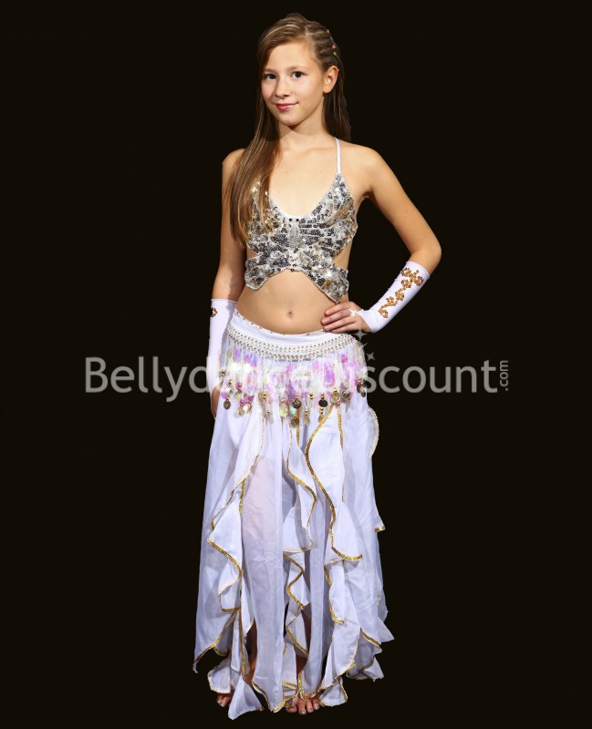 Falda blanca para niña, ideal para danza del vientre 