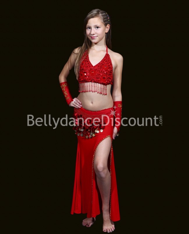 Falda roja para niña, ideal para danza del vientre 