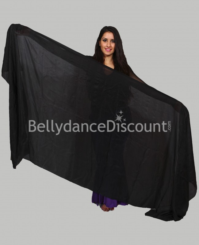 Black rectangular  pure silk oriental dance veil 